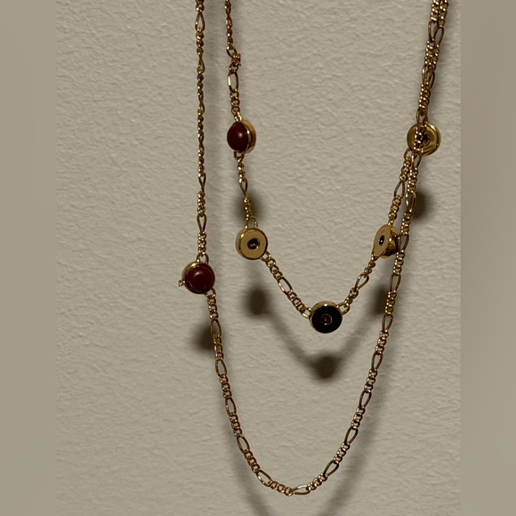 Madewell Gold and Red Beaded Necklace - Picture 2 of 5